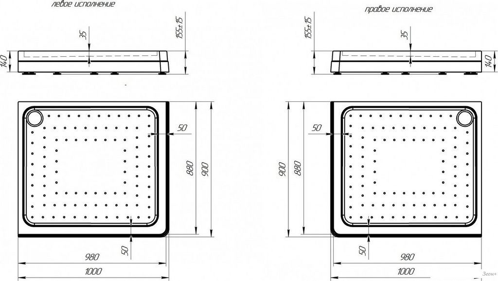 Душевой уголок Radomir 90x100 R 1-03-6-2-0-1211 (матовое стекло)