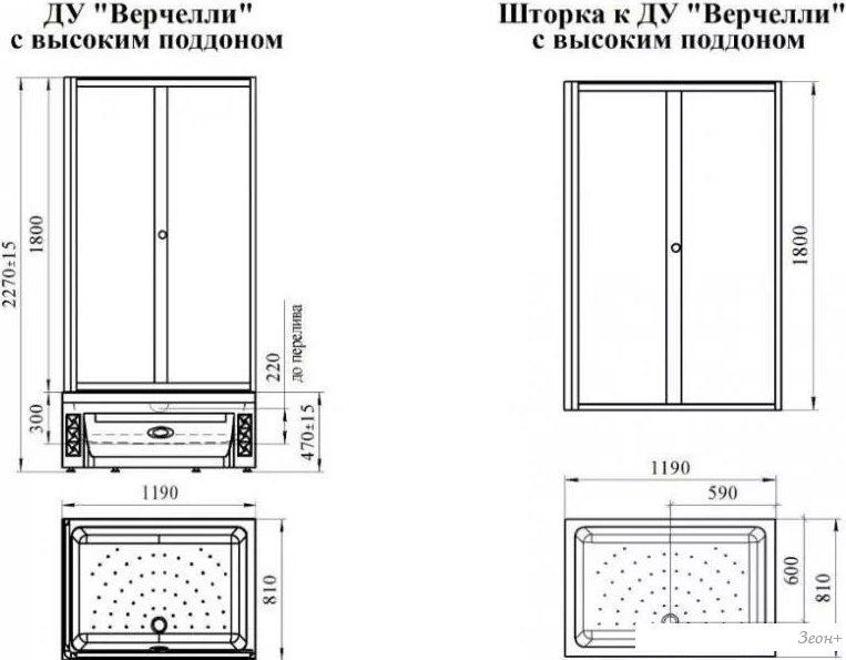 Душевой уголок Radomir Верчелли L 1-03-6-1-0-0131 (матовое стекло)