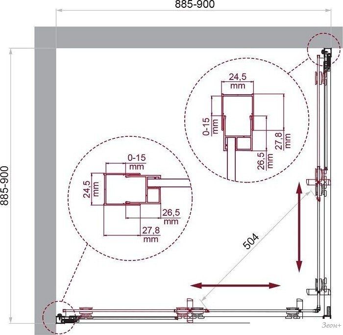 Душевой уголок BelBagno Luce-A-2-90-P-ORO