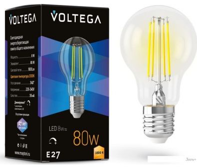   Voltega Crystal A60 8W 3000K E27 DIM