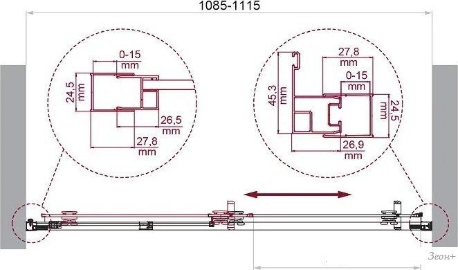 Душевая дверь BelBagno Luce-BF-1-110-C-ORO