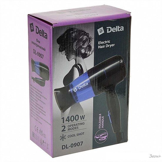Фен Delta DL-0907 (черный/синий)