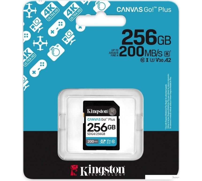 Карта памяти Kingston Canvas Go! Plus SDXC 256GB SDG4/256GB