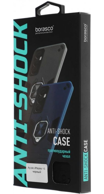 Чехол (клип-кейс) BoraSCO для Apple iPhone 16 Anti-Shok Case черный (74537)