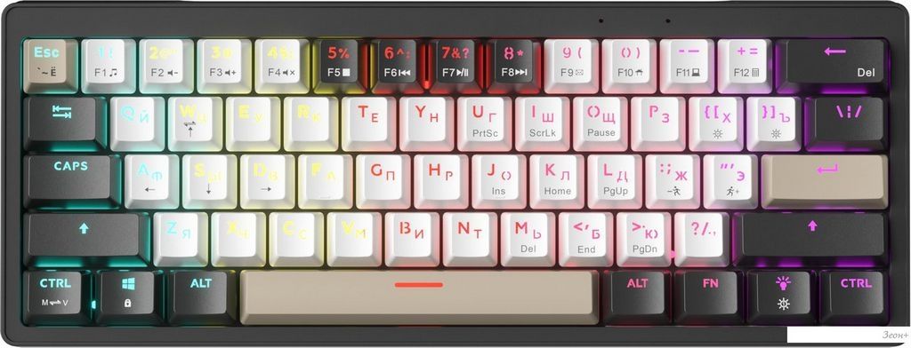 Клавиатура JEGG ZA61 White Black Brown (TNT Yellow)