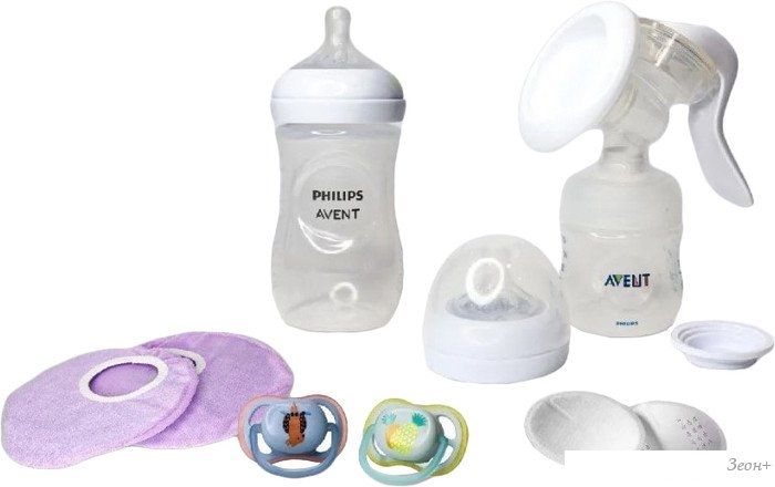 Ручной молокоотсос Philips Avent Natural Comfort с бутылочкой для кормления SCD255/05