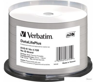 DVD-R диск Verbatim 4.7Gb 16x 43755 (50 шт.)