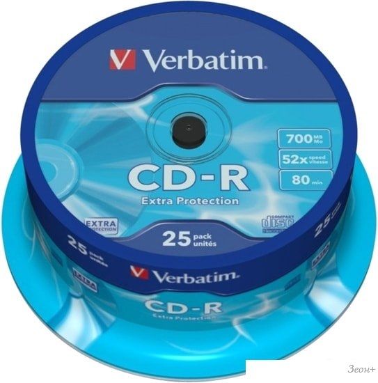 CD-R диск Verbatim 700Mb Verbatim DL Extra Protection 52x CakeBox 25 шт. 043432