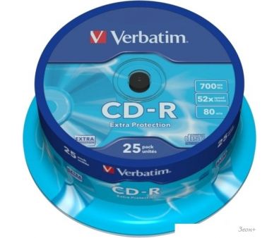 CD-R диск Verbatim 700Mb Verbatim DL Extra Protection 52x CakeBox 25 шт. 043432