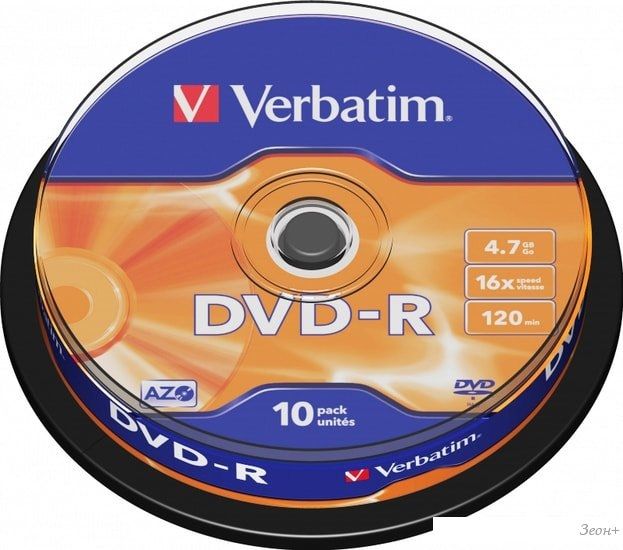 DVD+R диск Verbatim 4.7Gb 16x Verbatim DL 43523 (10 шт.)