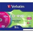 CD-RW  Verbatim Colour 700Mb 12x 43167 (SlimCase, 5 .)