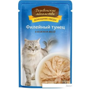Консервированный корм для кошек Деревенские лакомства Филейный тунец в желе 70 г