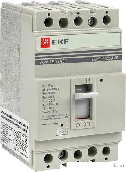 Выключатель автоматический EKF PROxima ВА-99 12525А 3P 25кА mccb99-125-25