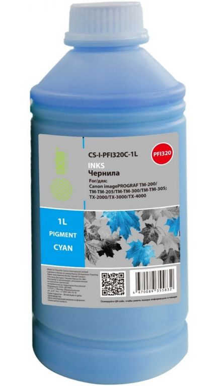 Чернила Cactus CS-I-PFI320C-1L PFI-320/120 голубой1000мл для Canon imagePROGRAF TM-200/TM-205/TM-300/TM-30