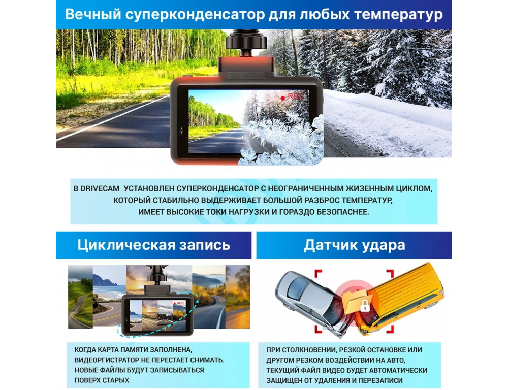 Видеорегистратор-радар детектор-GPS информатор (3в1) TrendVision DriveCam Real 4K Signature LNA 2CH