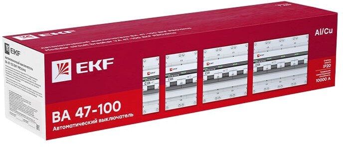 Выключатель автоматический EKF Basic ВА 47-100 3P 25А (C) 10kA mcb47100-3-25C-bas