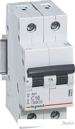 Выключатель автоматический Legrand RX3 2П C 16A 4.5кА 419697