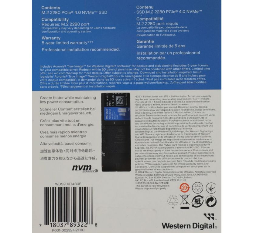 SSD WD Blue SN5000 2TB WDS200T4B0E