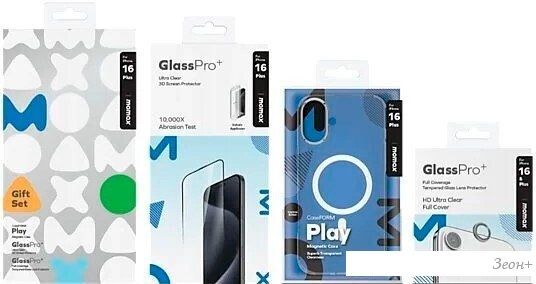 Чехол для телефона Momax Protection Bundle Set для iPhone 16 Plus MXAP24LTGS