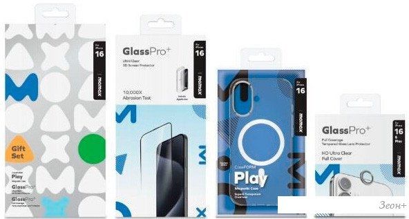 Чехол для телефона Momax Protection Bundle Set для iPhone 16 MXAP24STGS