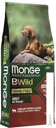 Сухой корм для собак Monge BWild Grain Free Adult Lamb (12 кг)