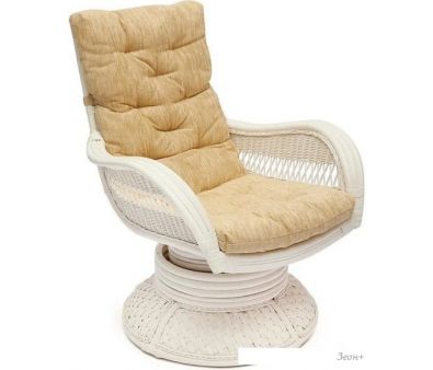 Кресло-качалка TetChair Andrea Relax Medium с подушкой (белый/рубчик кремовый)
