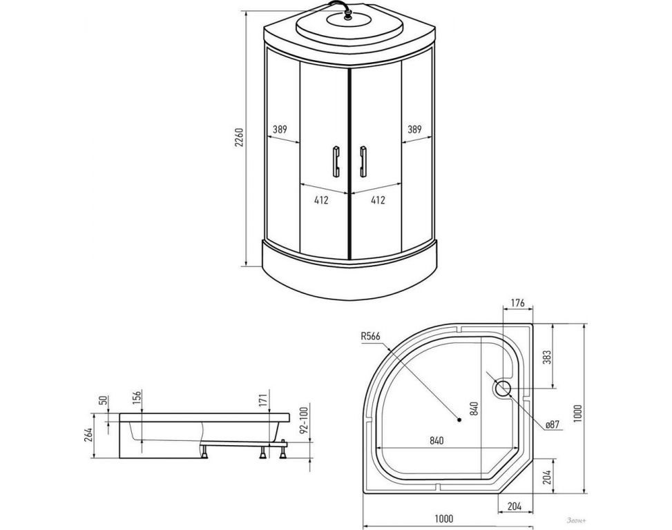 Душевая кабина Erlit ER351026-C3-RUS 100x100