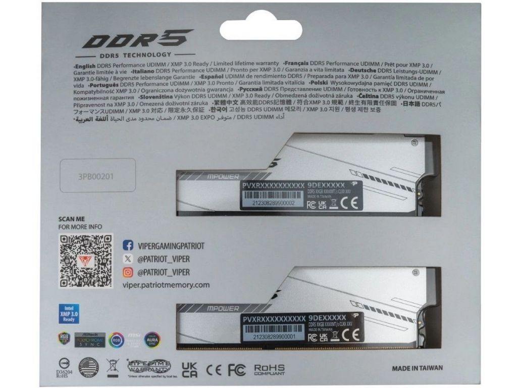 Оперативная память Patriot Viper Xtreme 5 2x24ГБ DDR5 6000 МГц PVXR548G60C30KM