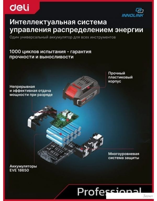 Ударная дрель-шуруповерт Deli DE-CZ20-2D2 (с 2-мя АКБ, сумка)