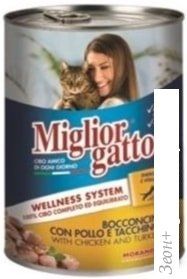 Корм для кошек MigliorGatto Line Chunks Chicken and Turkey Cat 0.405 кг