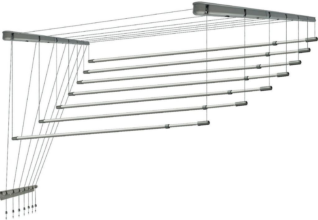 Сушилка для белья Comfort Alumin Потолочная 7 прутьев Silver Style Telescop 140-250 см (алюминий)