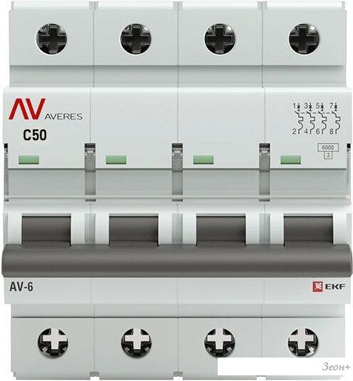 Выключатель автоматический EKF Averes AV-6 4P 50A (C) 6kA mcb6-4-50C-av