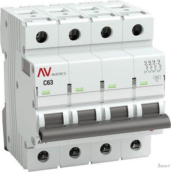 Выключатель автоматический EKF Averes AV-6 4P 63A (C) 6kA mcb6-4-63C-av