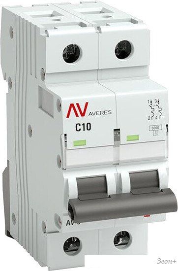 Выключатель автоматический EKF Averes AV-6 2P 10A (C) 6kA mcb6-2-10C-av