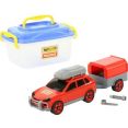 Игрушечный транспорт Полесье Автомобиль легковой с прицепом (в контейнере) 56658