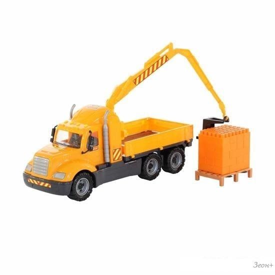 Полесье Майк автомобиль-кран с манипулятором + конструктор 30 эл. 55590
