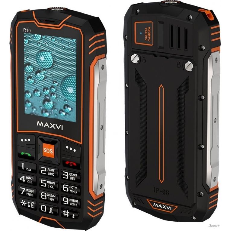 Телефон Maxvi R10 (черный/оранжевый)
