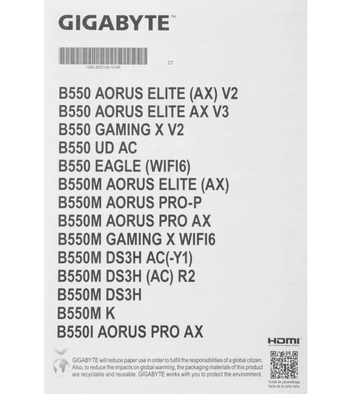 Материнская плата Gigabyte B550M DS3H AC R2