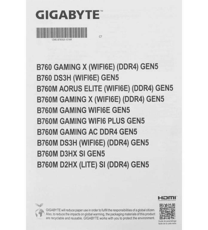 Материнская плата Gigabyte B760M DS3H GEN5