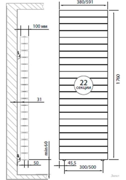 Дизайн-радиатор Royal Thermo PianoForte Tower 500 new/Bianco Traffico - 22 секций