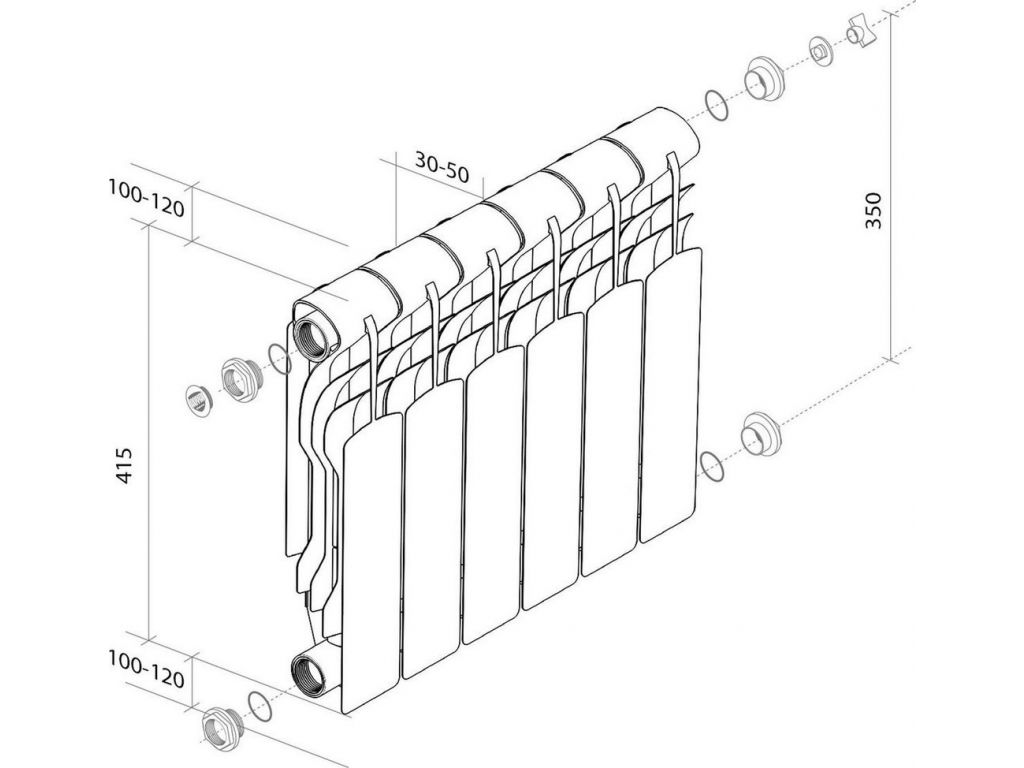 Биметаллический радиатор Royal Thermo Revolution B 350 - 6 секций