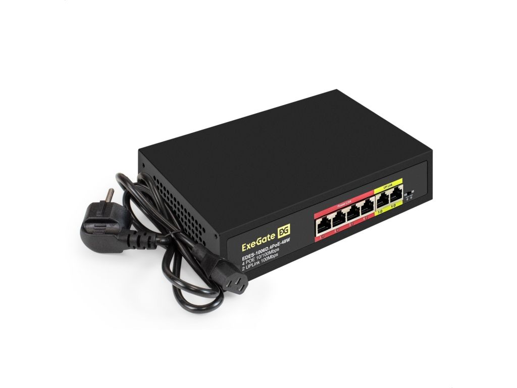 Коммутатор неуправляемый ExeGate EDES-1006D.4PoE-48W EX299020RUS