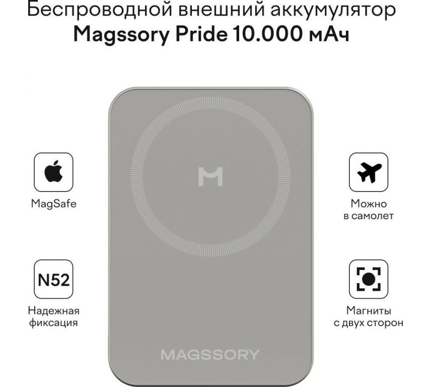 Внешний аккумулятор Magssory Pride Magnetic Power Bank 10000mAh PBN021