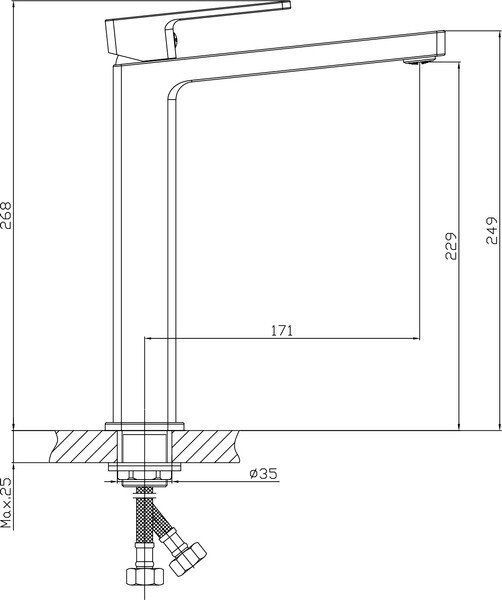 Умывальник Lauter 21487-50 + Cascade 21СК0655C с сифоном 21635CH (хром)