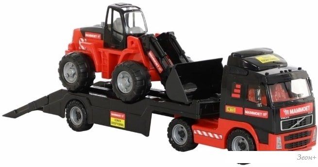 Игрушечный транспорт Полесье Трейлер + трактор Mammoet Volvo 56733