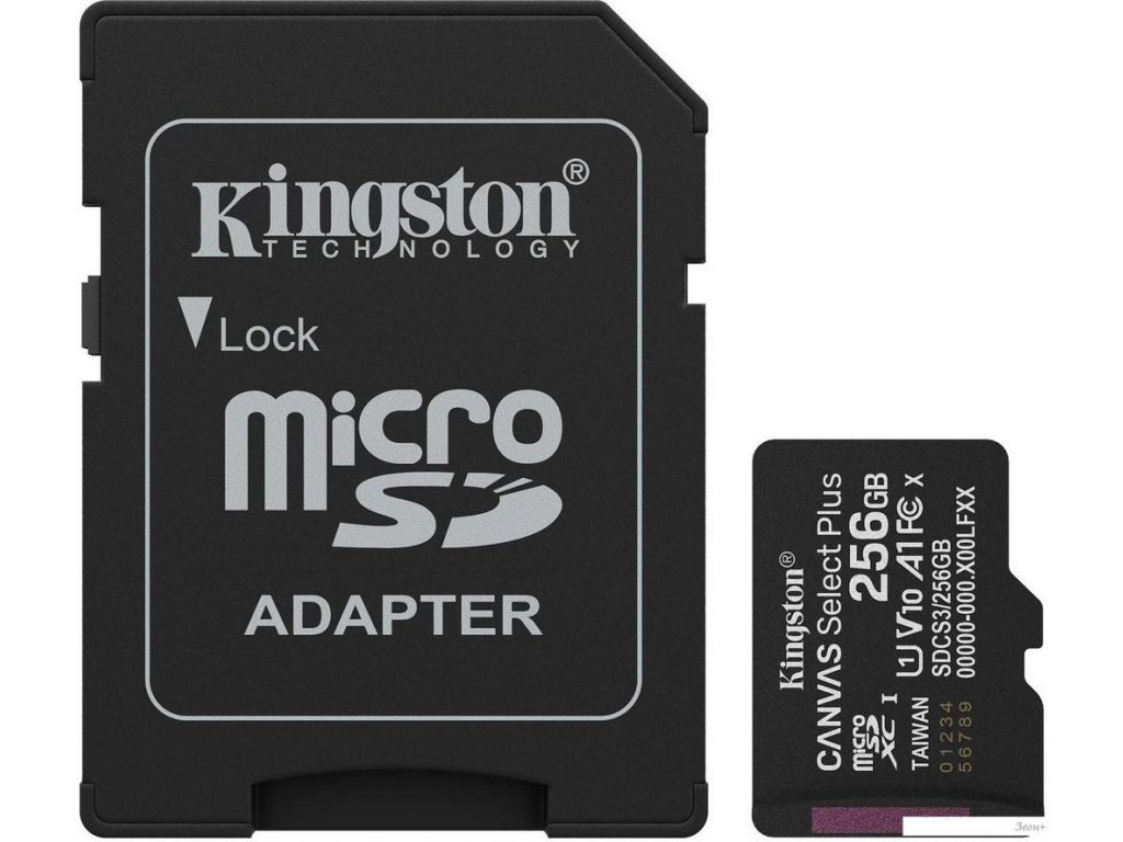 Карта памяти Kingston Canvas Select Plus microSDXC 256GB SDCS3/256GB (с адаптером)
