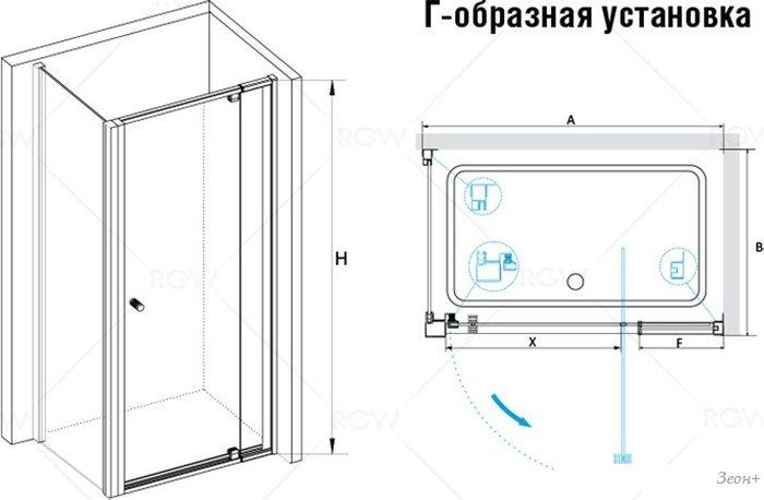 Душевой уголок RGW PA-32-1 (PA-02 + Z-060-1) 410832199-011 90x90 (хром/прозрачное стекло)