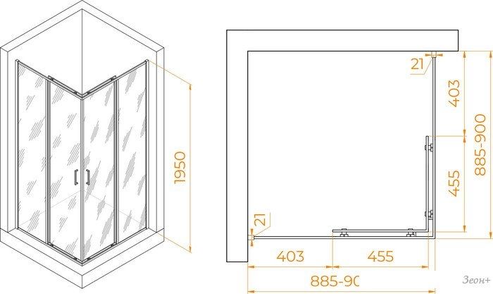 Душевой уголок RGW PA-030B 3508103099-14 90x90 (черный/прозрачное стекло)