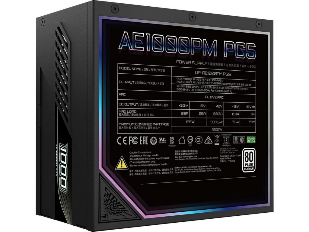 Блок питания Gigabyte Aorus Elite P1000W Platinum AE1000PM PG5