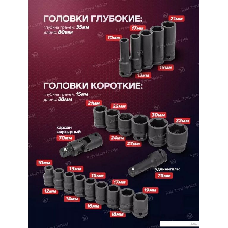 Набор головок слесарных Yataforce YF-50221MPB (57680)